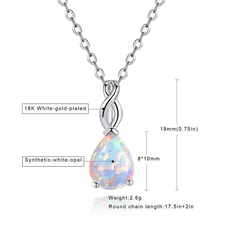 Opal Pendant Necklace Midnightt Light