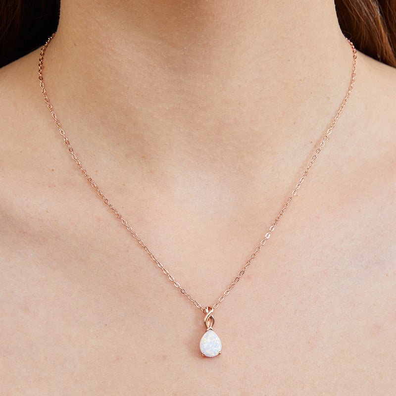 Opal Pendant Necklace Midnightt Light