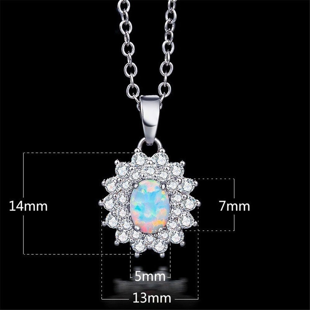 Opal Pendant Necklace Midnightt Light