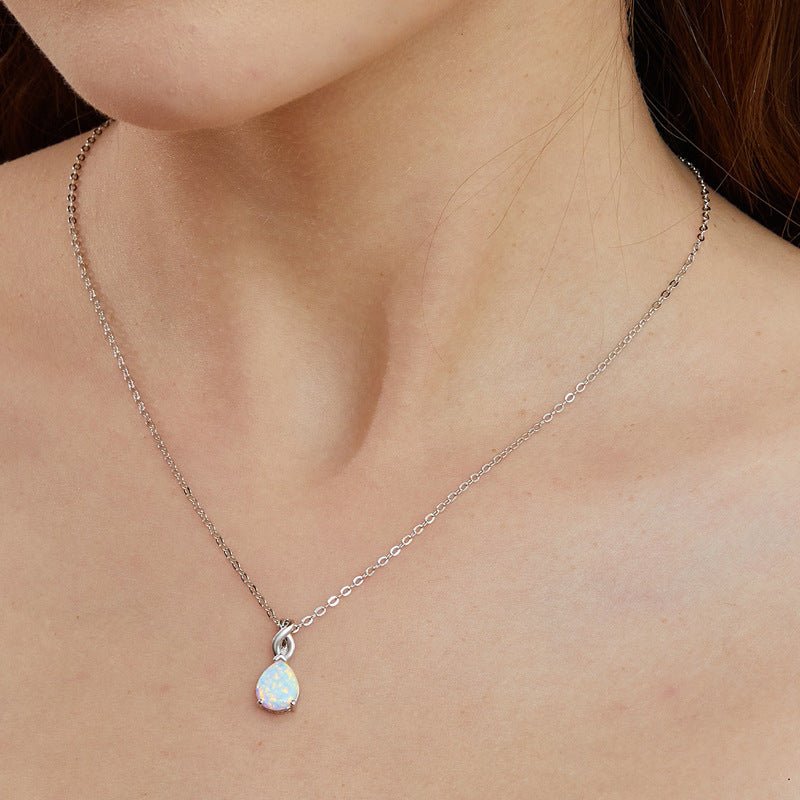 Opal Pendant Necklace Midnightt Light