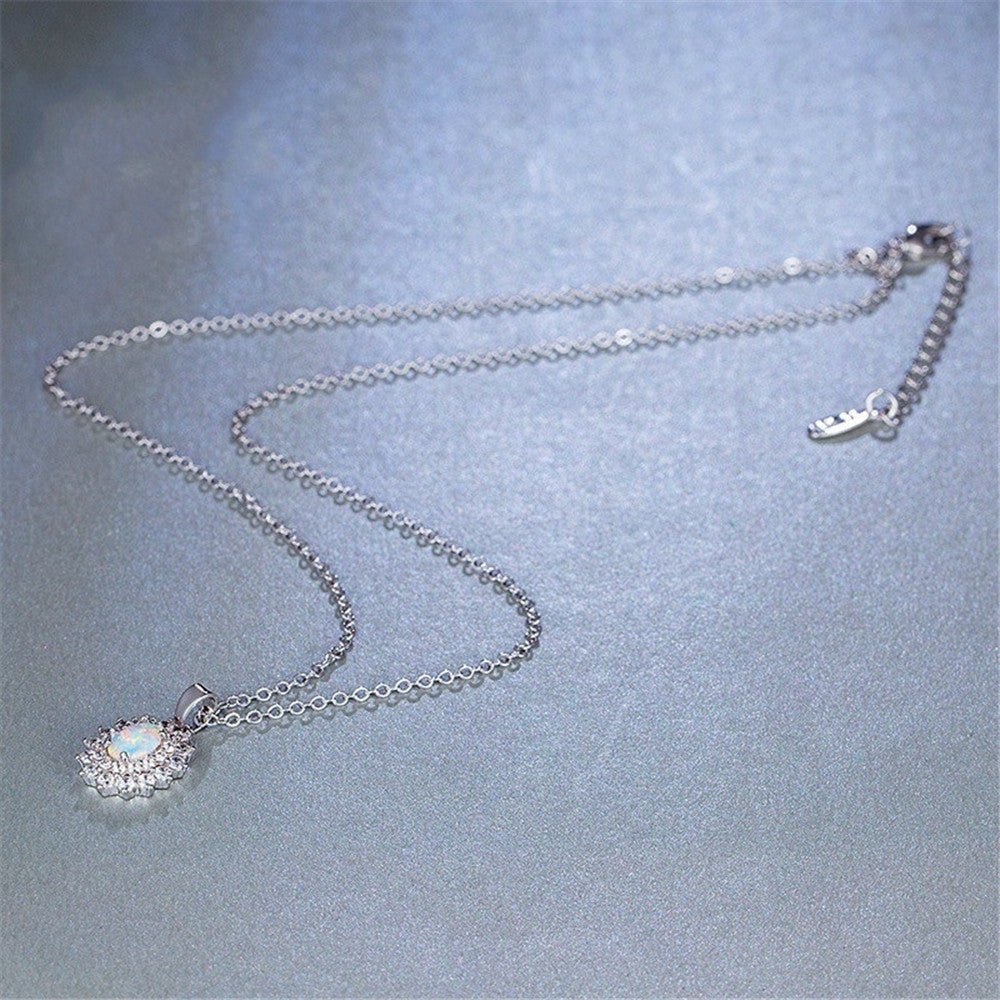 Opal Pendant Necklace Midnightt Light