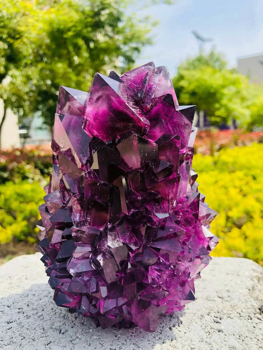 Purple Potatin Alum Phantom Crystal Cluster Midnightt Light