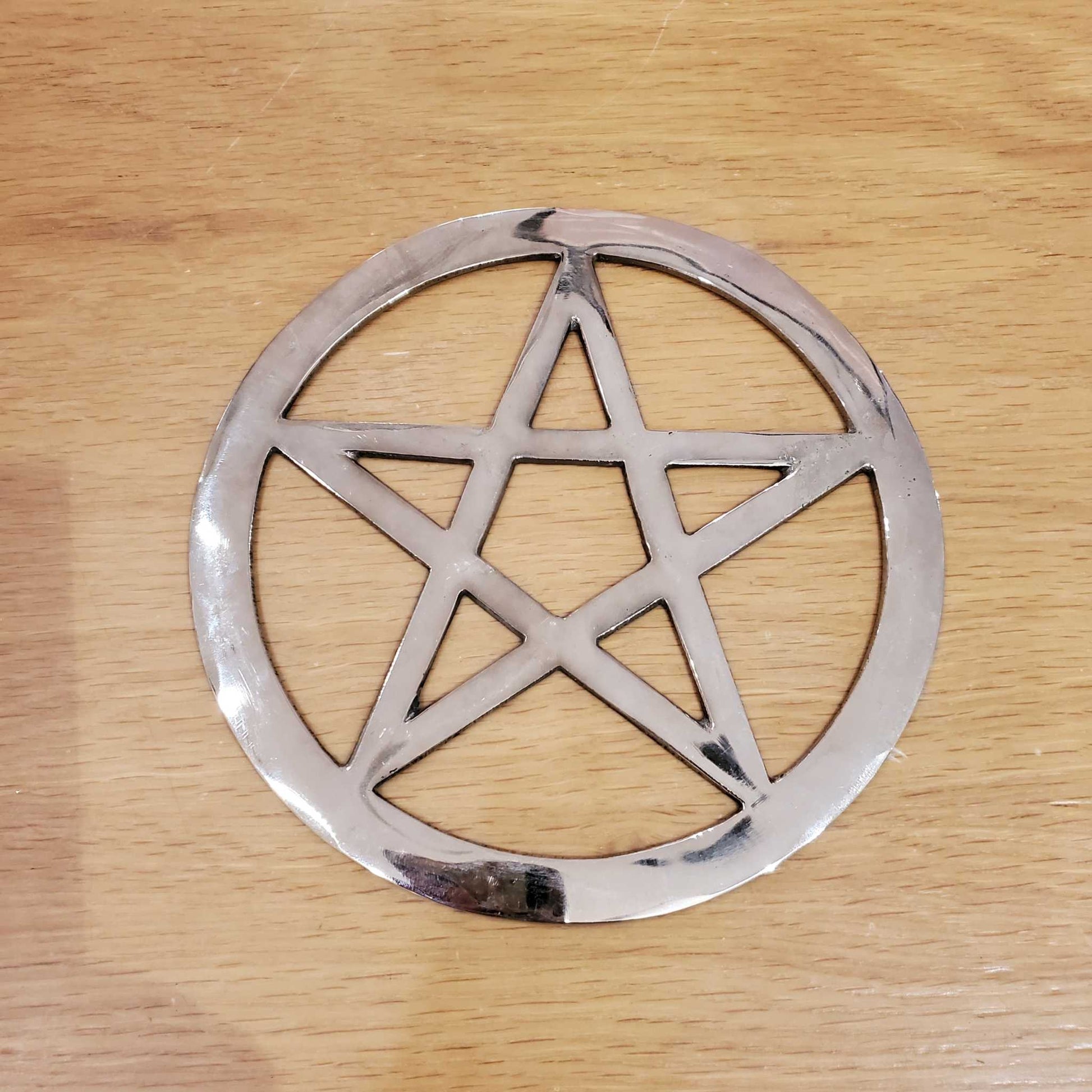 Plated Brass Pentacle Alter Tiles - Large Sacred Crystals