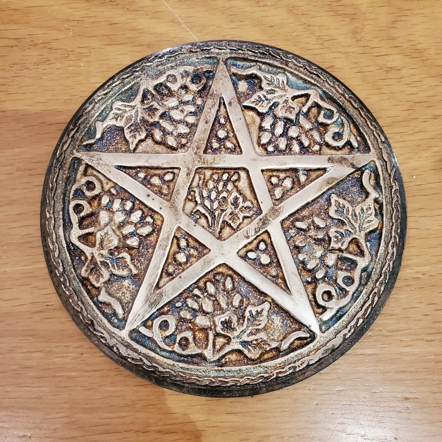 Plated Brass Pentacle Alter Tiles - Large Sacred Crystals