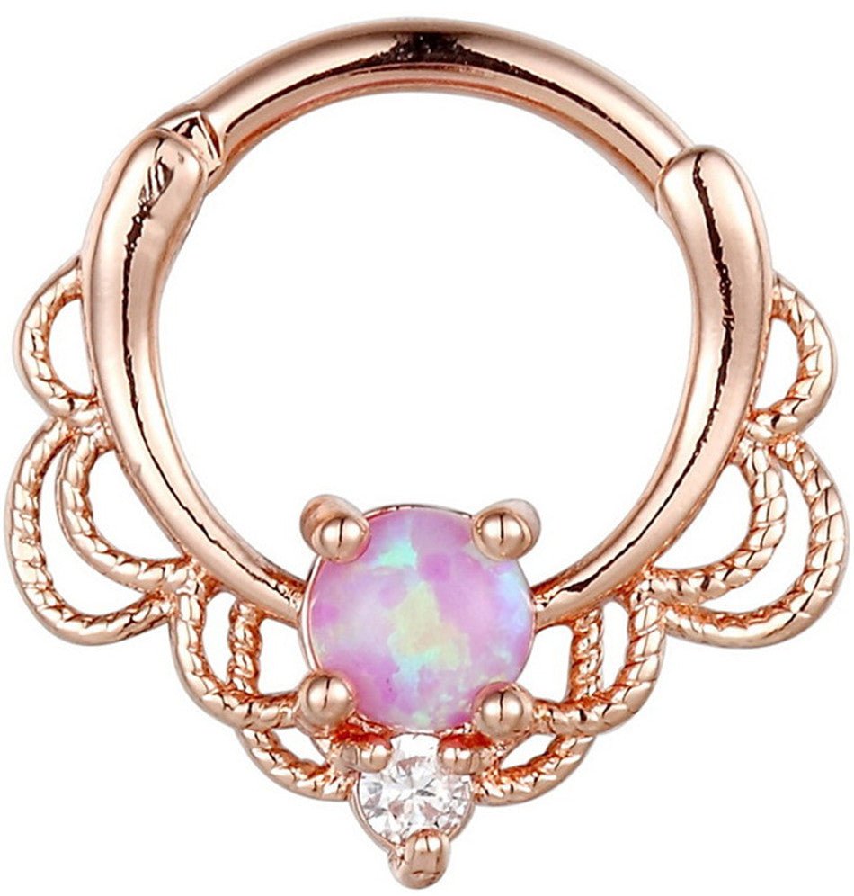 Stainless Steel Opal Nose Ring Midnightt Light