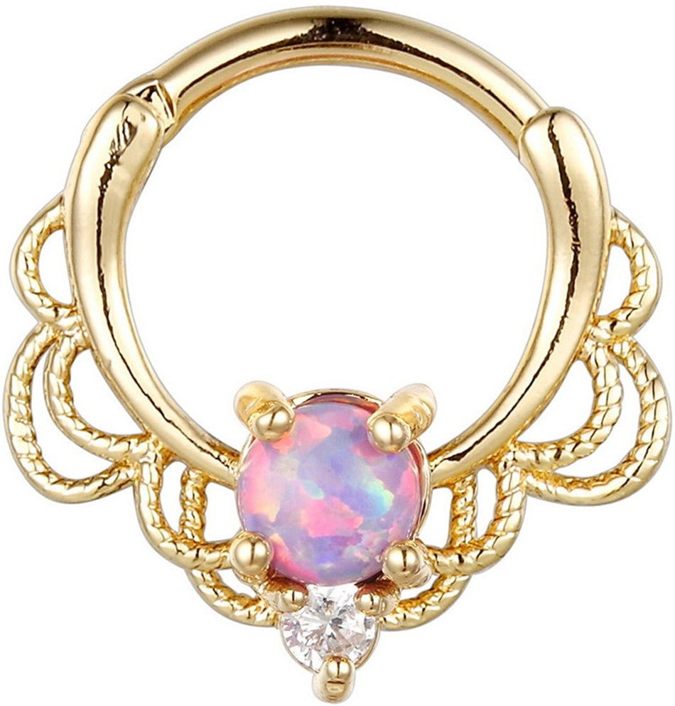 Stainless Steel Opal Nose Ring Midnightt Light