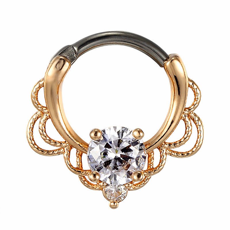 Stainless Steel Opal Nose Ring Midnightt Light