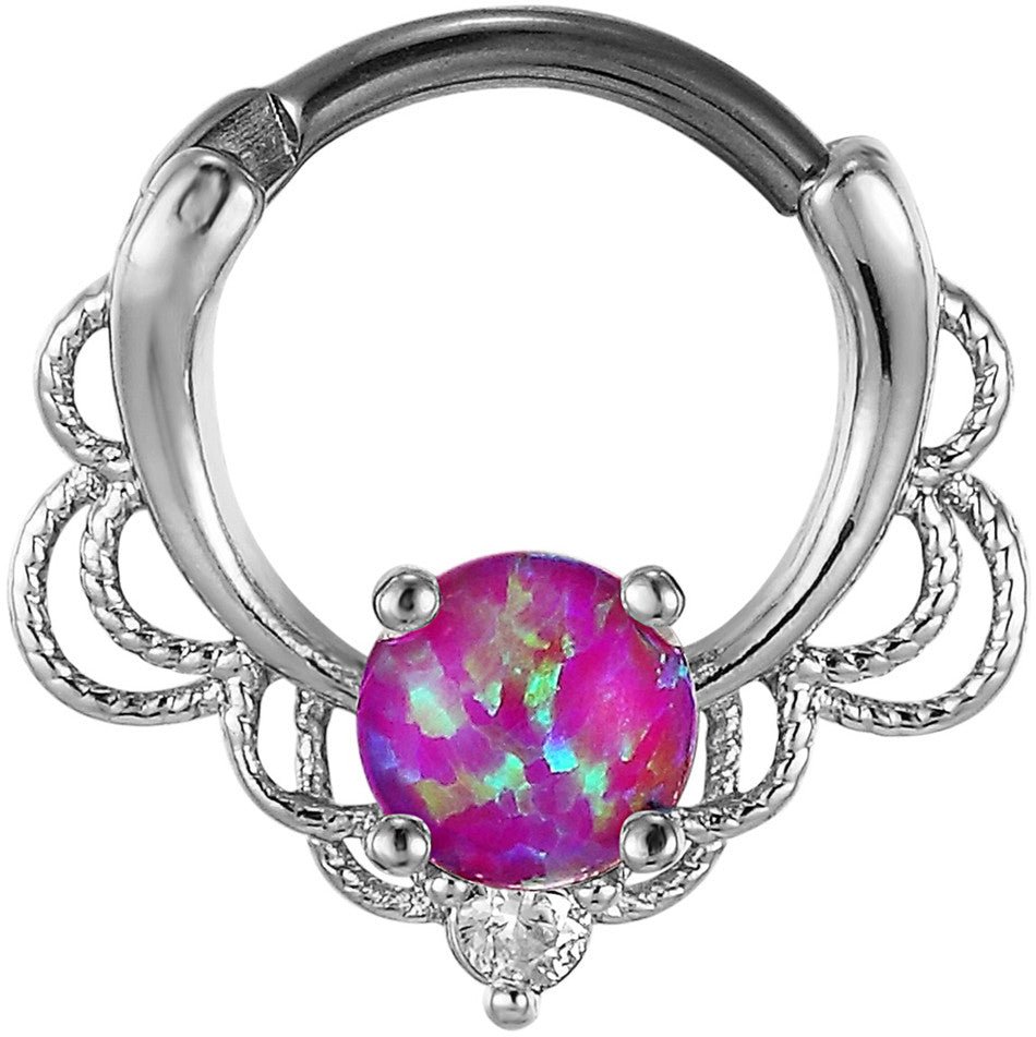 Stainless Steel Opal Nose Ring Midnightt Light