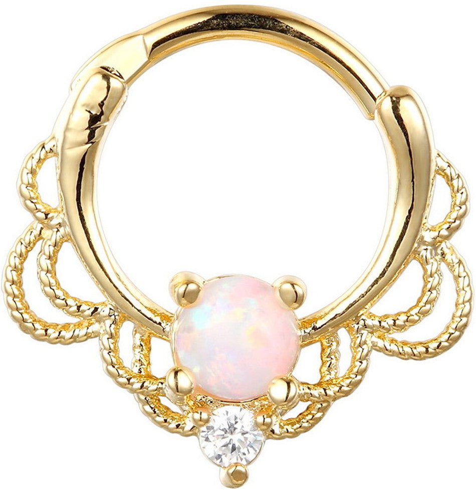 Stainless Steel Opal Nose Ring Midnightt Light