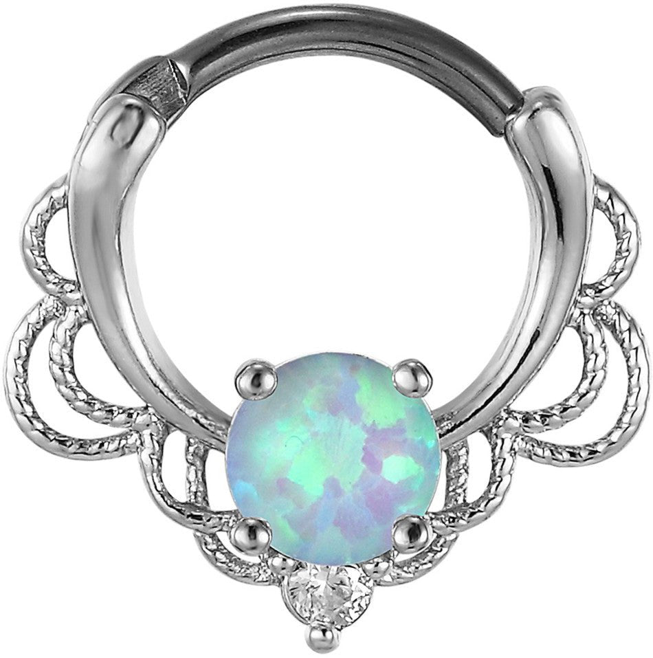 Stainless Steel Opal Nose Ring Midnightt Light