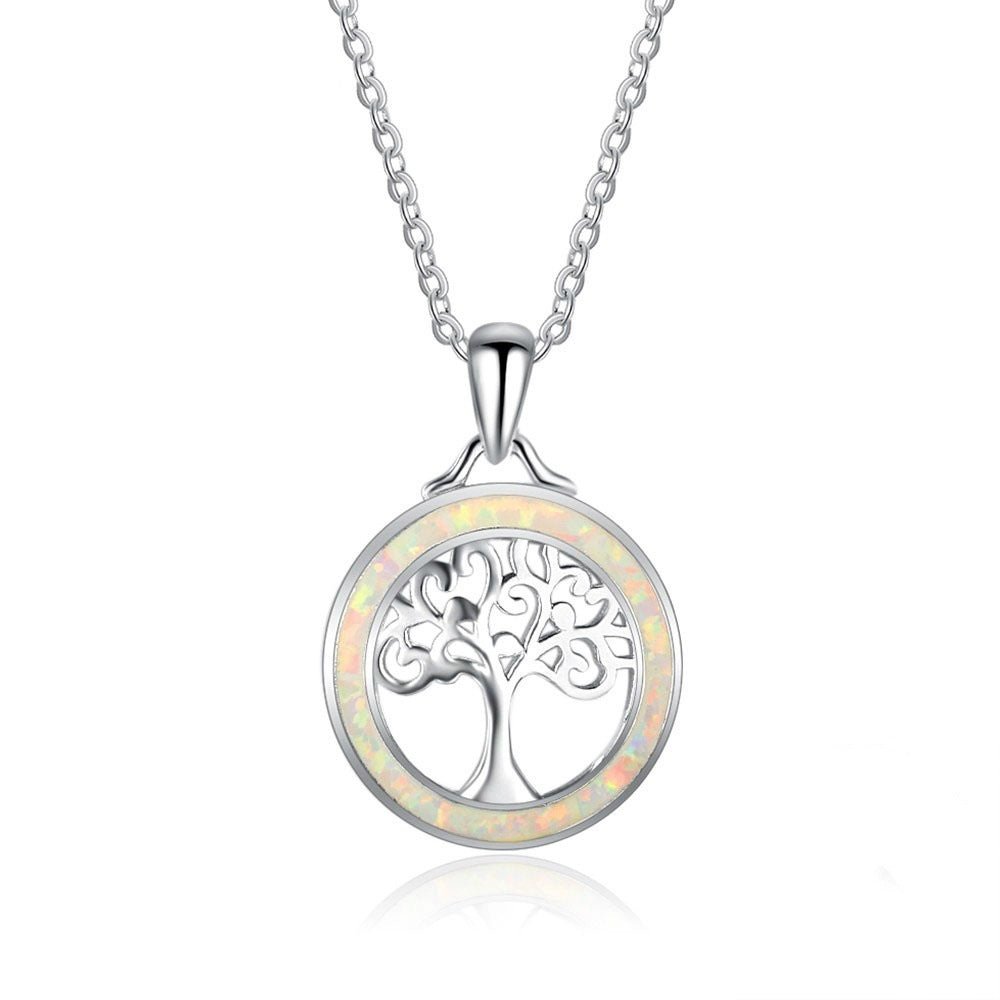 Tree of Life Opal Pendant Midnightt Light