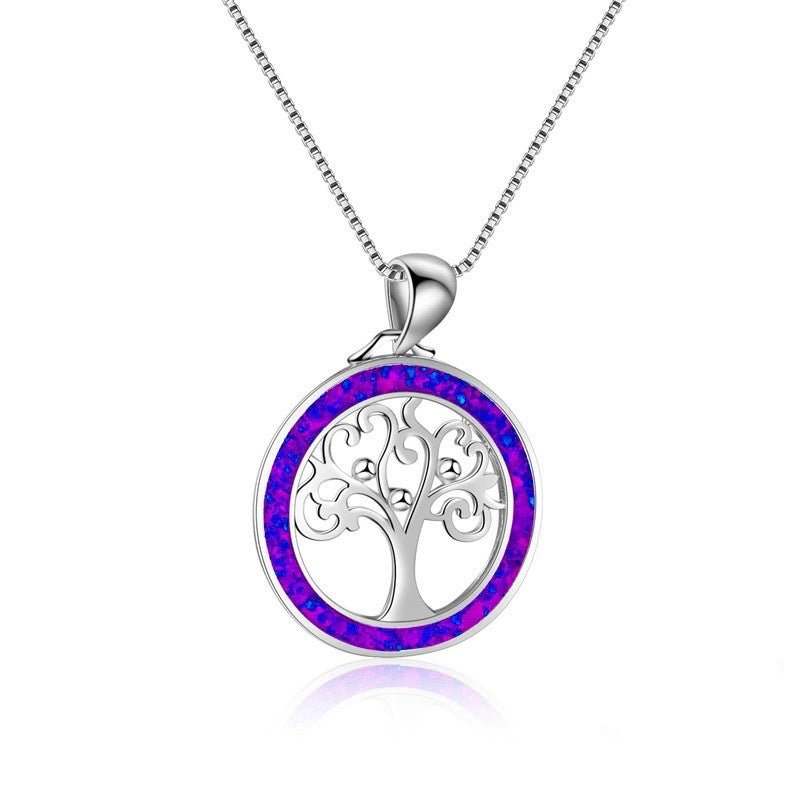 Tree of Life Opal Pendant Midnightt Light