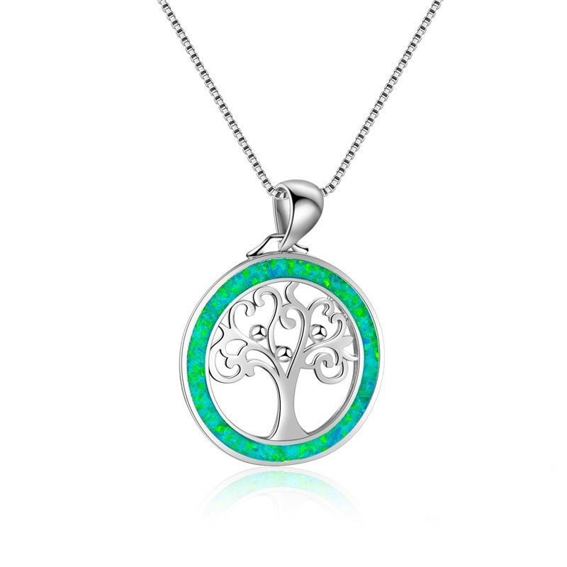 Tree of Life Opal Pendant Midnightt Light