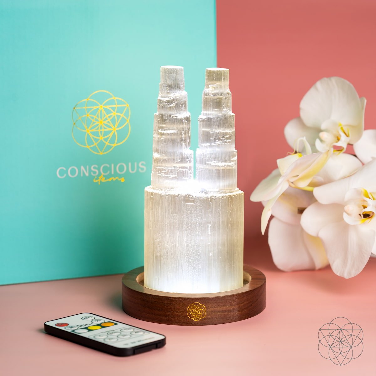 Two-Tower Selenite Lamp – Deep Energy Cleanse & Reset Conscious Items