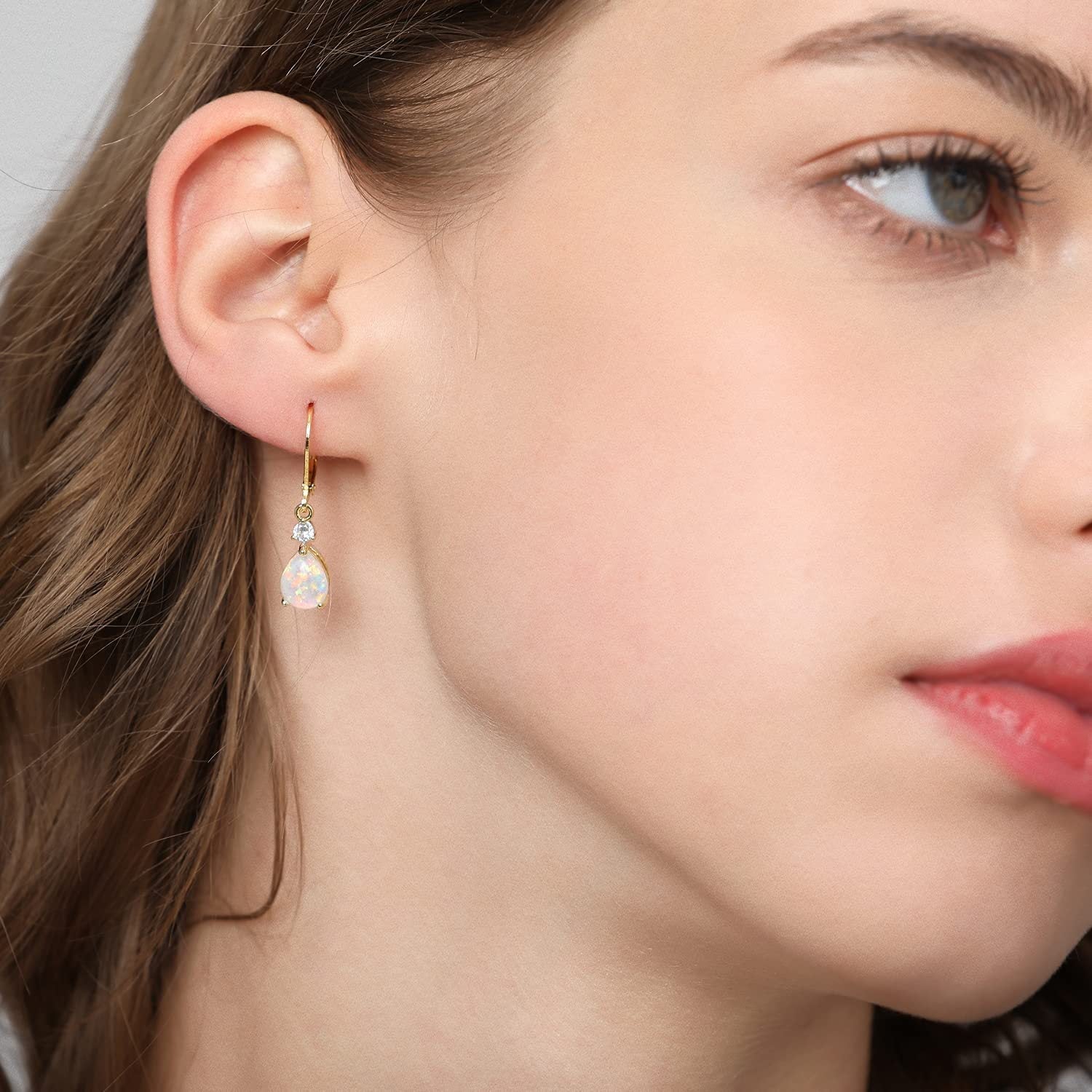 White Opal Drop Earrings Midnightt Light