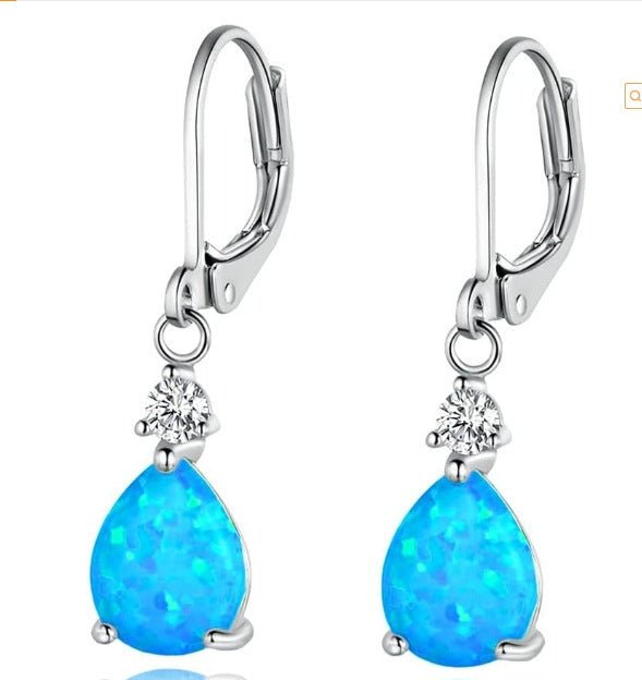 White Opal Drop Earrings Midnightt Light
