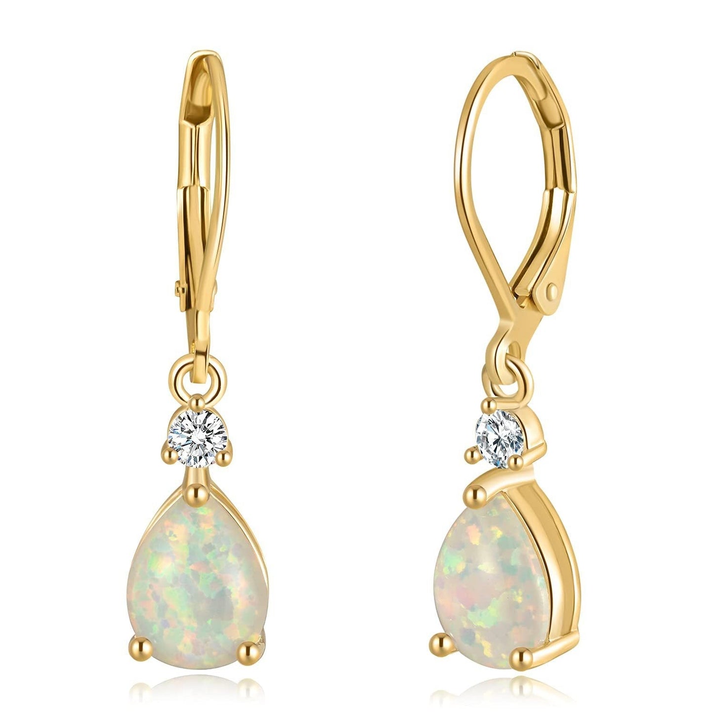 White Opal Drop Earrings Midnightt Light
