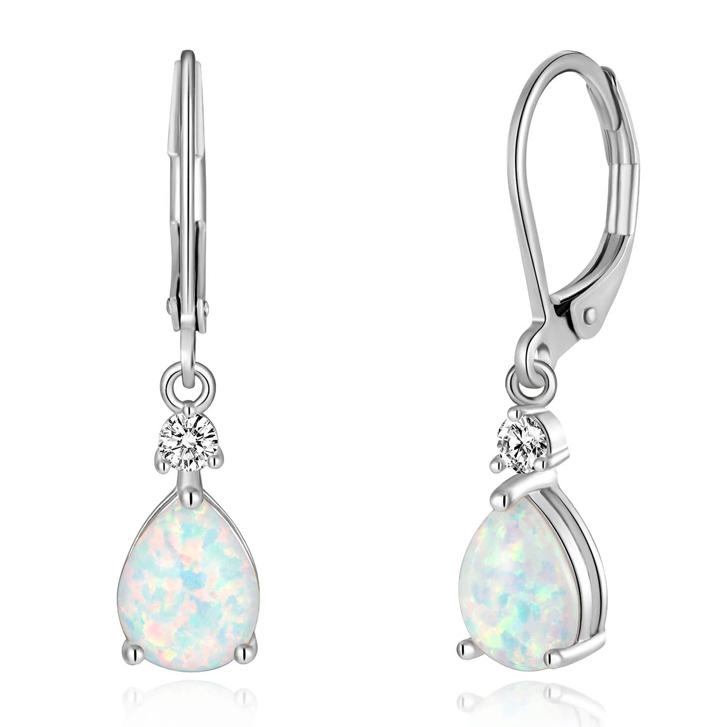 White Opal Drop Earrings Midnightt Light