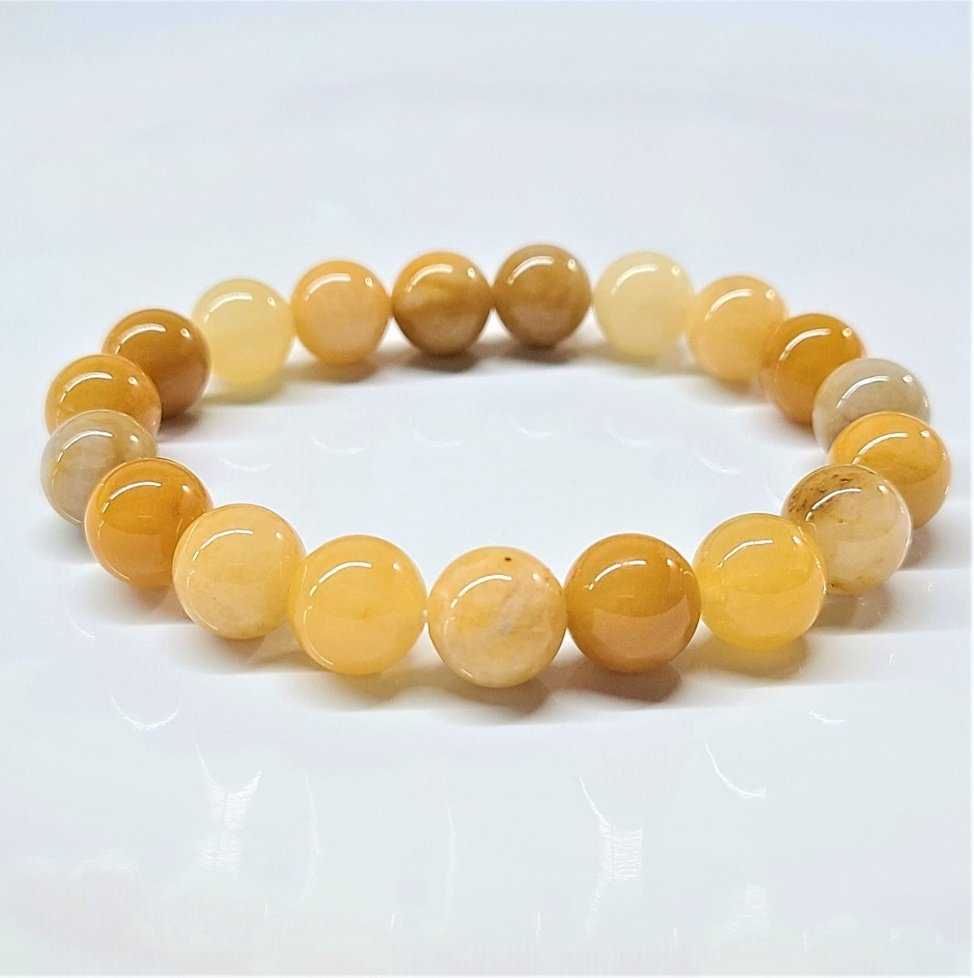 Yellow Jade Round Bead Bracelet - Courageous Joy Sacred Crystals